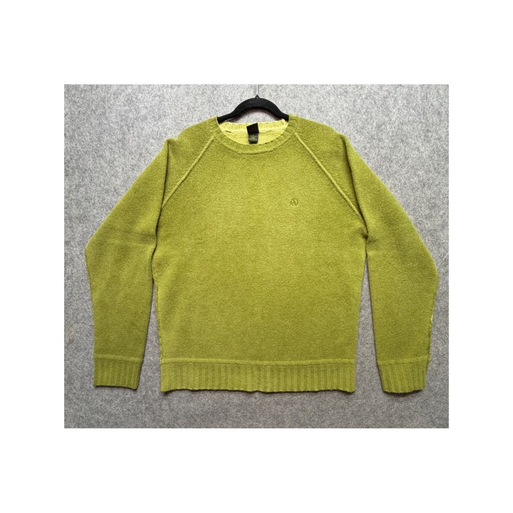 Aigle Mens 100% Lambswool Crewneck Raglan Sweater Lime Green Size XL